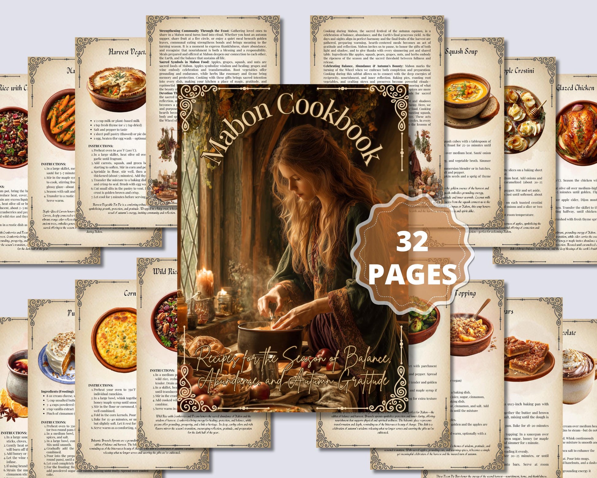 Mabon Cookbook Basic Guide – 25 Printable Recipes for the Season of Balance & Abundance