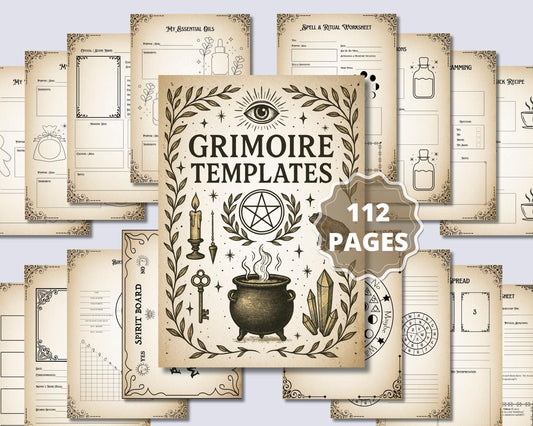 Printable Grimoire Builder Kit | Magical Record-Keeping Templates | Spell & Ritual Tracker |Rituals, Spells, Tarot, Oils, Herbs, Crystals