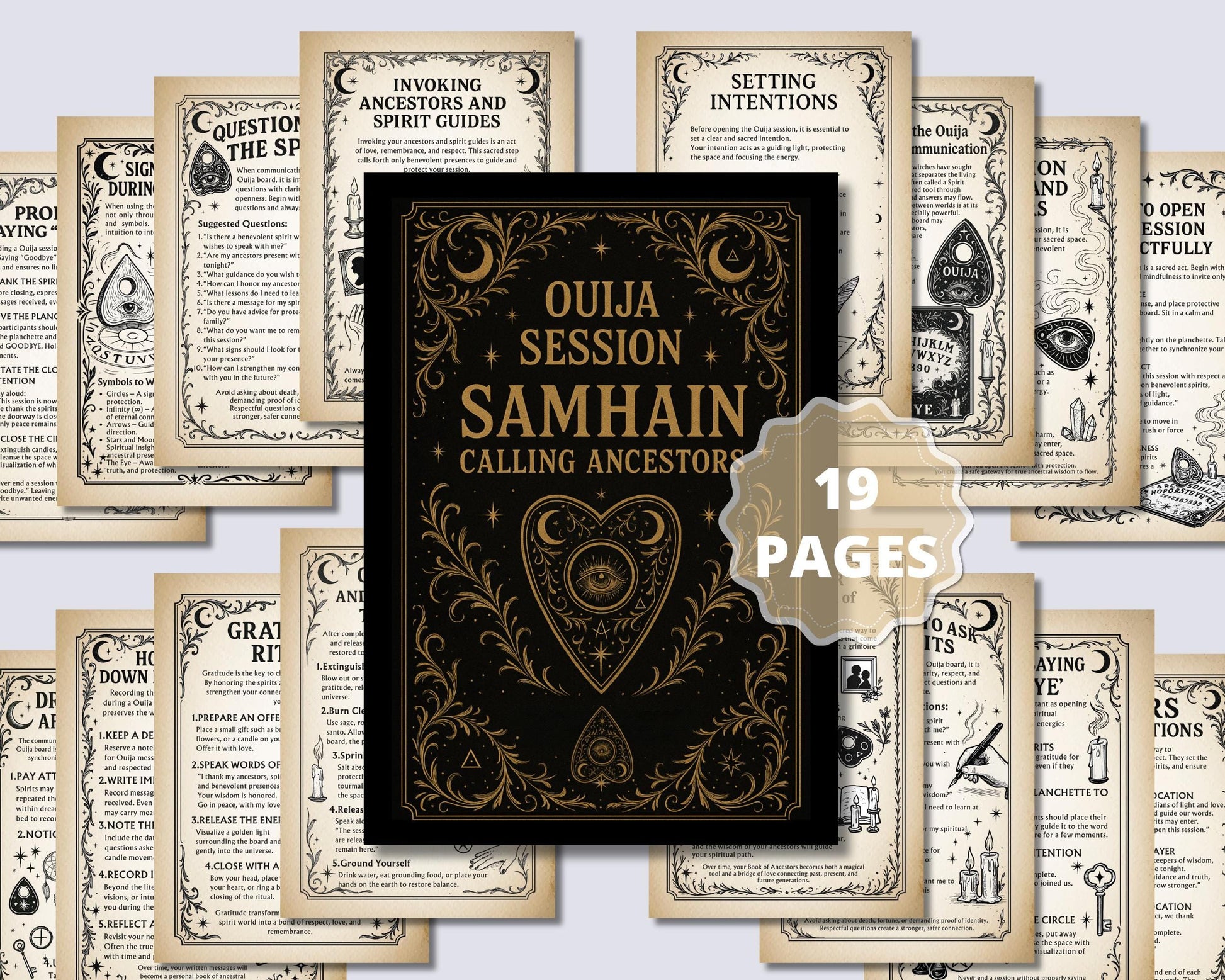 Ouija Session Guide PDF – Samhain Ritual to Connect with Ancestors | Protection Prayers, Questions & Ritual Closing