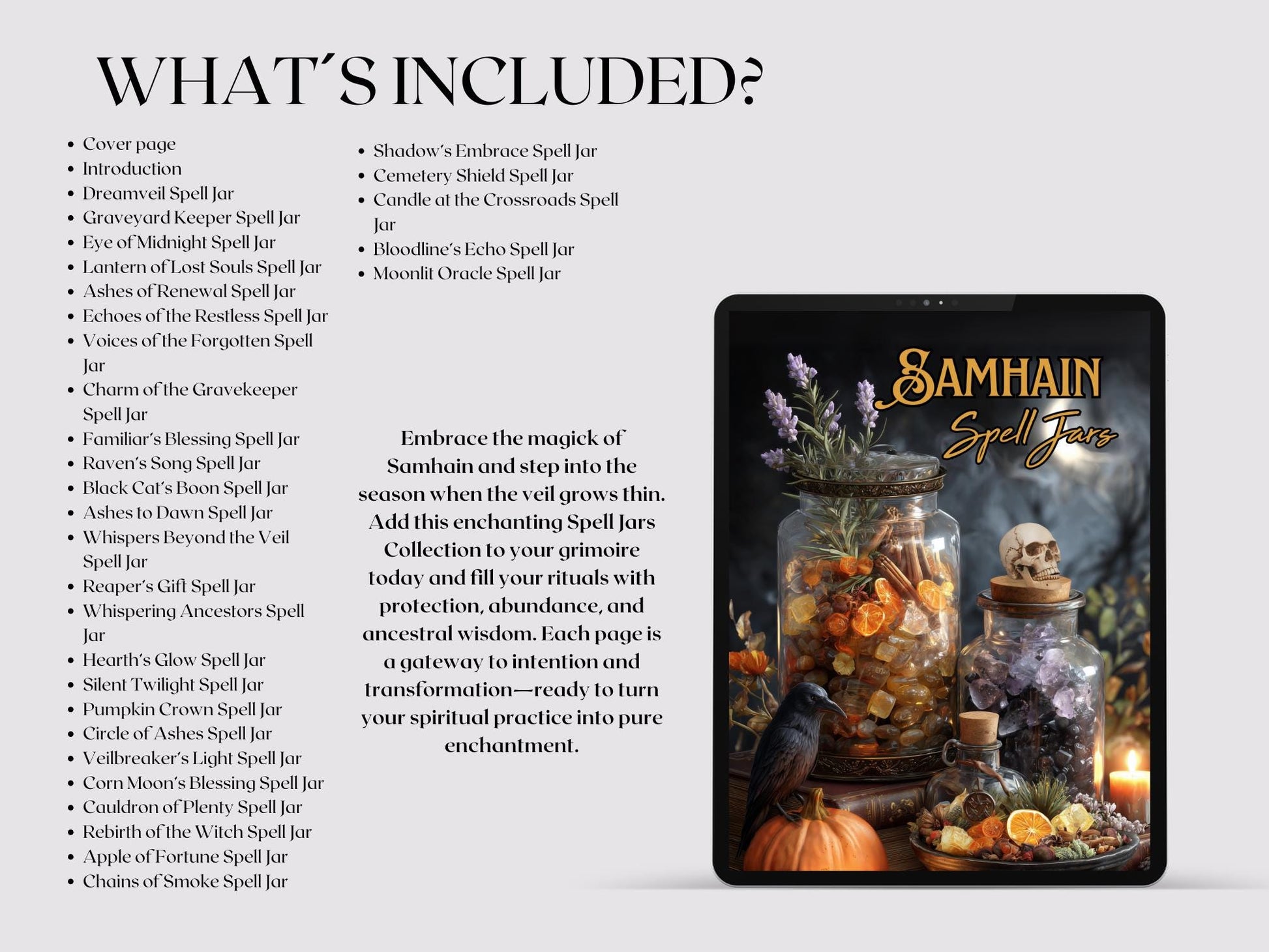 Samhain Spell Jars Printable | Grimoire Pages, Book of Shadows, Witchcraft, Wicca, BOS Digital Download