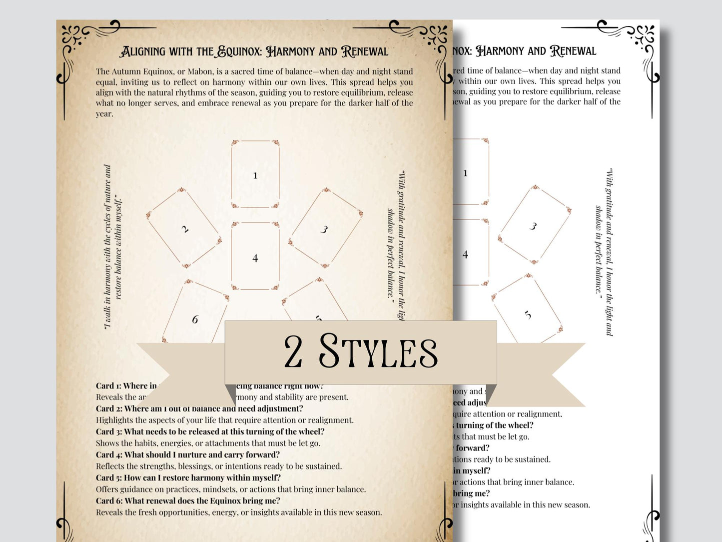 Mabon Tarot Spreads | Autumn Equinox Tarot Printable | Pagan Witchcraft | Wiccan Sabbat Rituals | Wheel of the Year Digital PDF