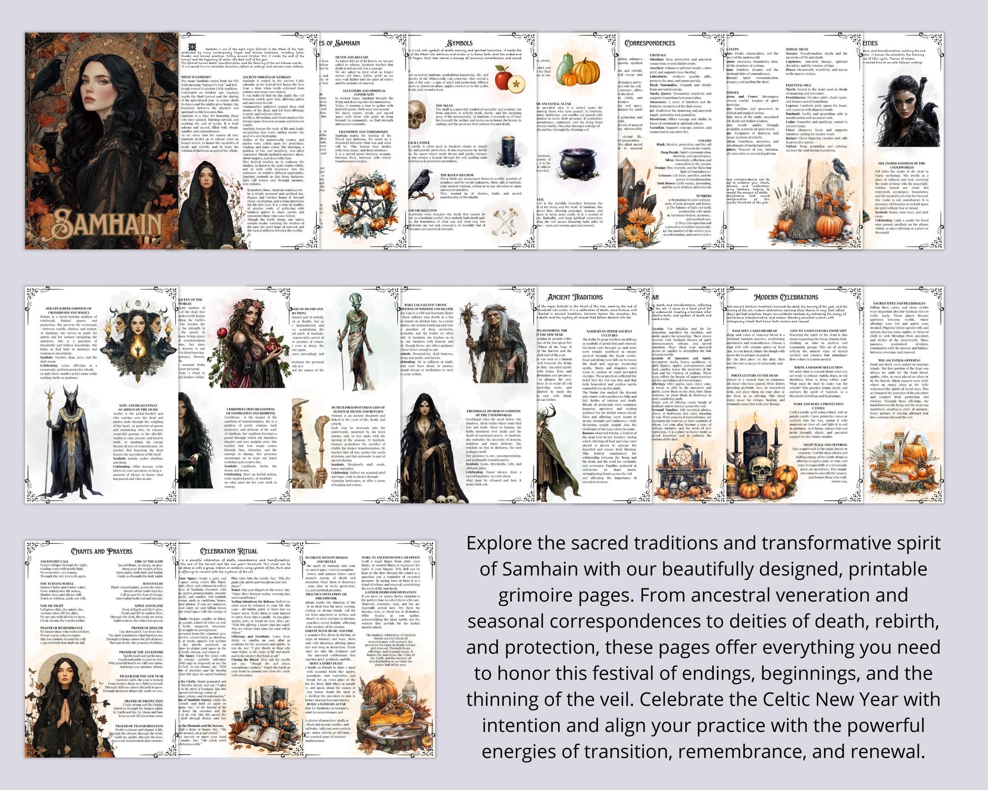 Samhain Guide PDF — Rituals, Correspondences & Altar | Wicca Pagan Witchcraft | Wheel of the Year Printable