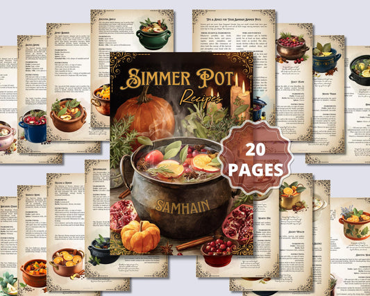 Samhain Simmer Pot Recipes PDF | Witchy Stovetop Potpourri Rituals, Wiccan Fall Magic, Ancestral Connection, Protection & Cleansing.