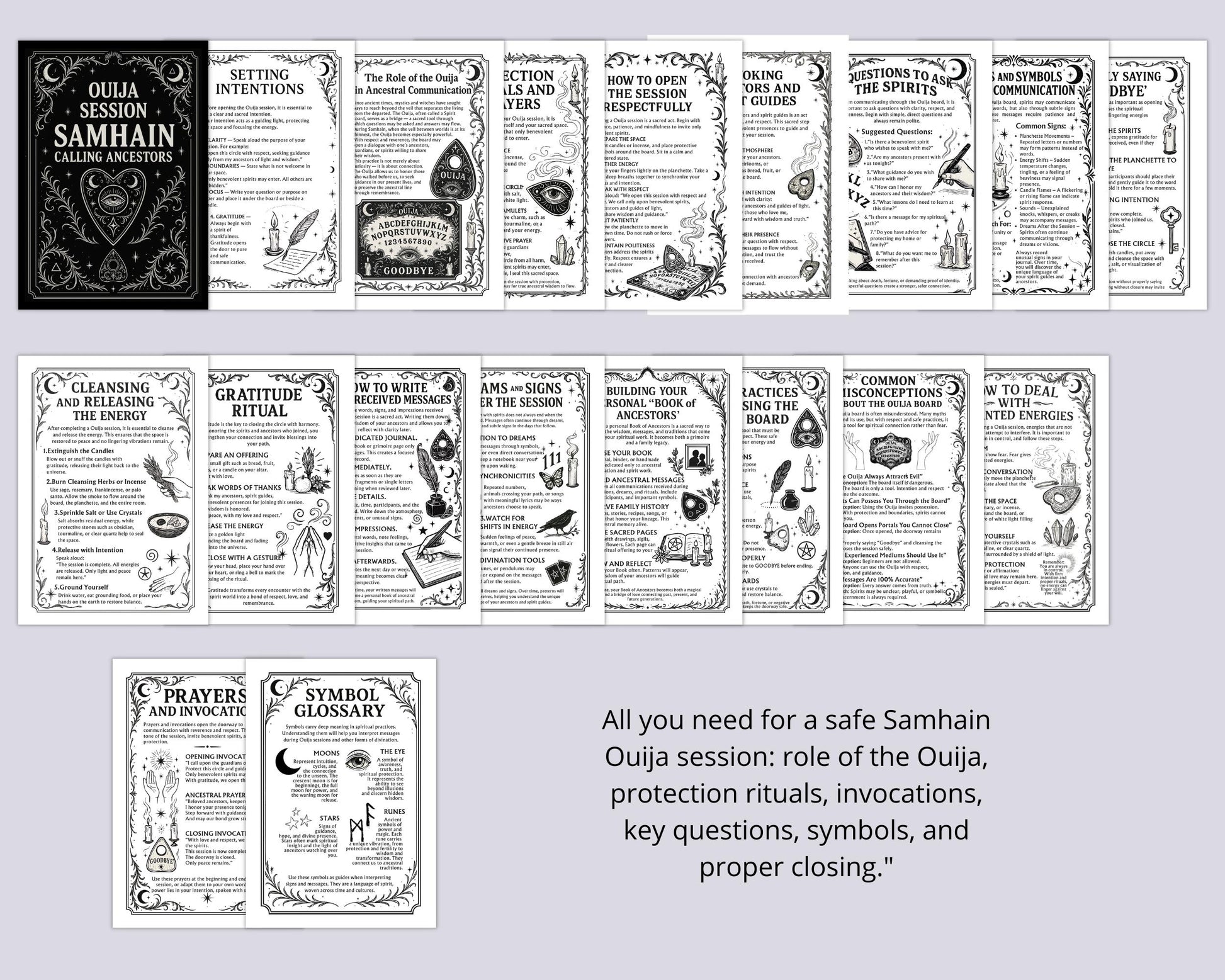 Ouija Session Guide PDF – Samhain Ritual to Connect with Ancestors | Protection Prayers, Questions & Ritual Closing