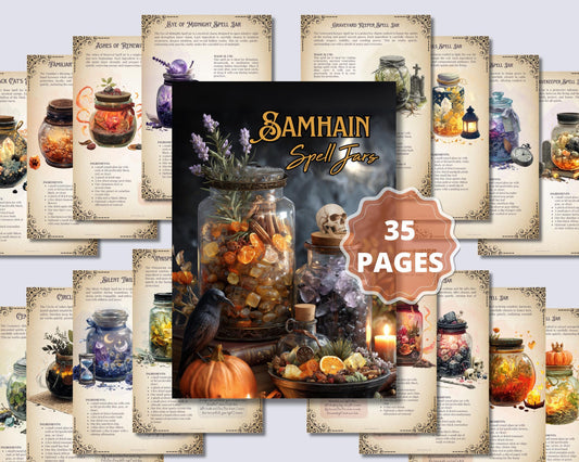 Samhain Spell Jars Printable | Grimoire Pages, Book of Shadows, Witchcraft, Wicca, BOS Digital Download