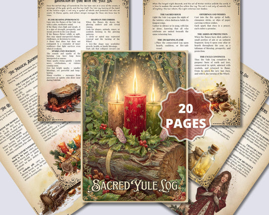 Yule Log Grimoire Printable | Winter Solstice Ritual Pages • BOS PDF with Spells, Meditations & Ash Journal