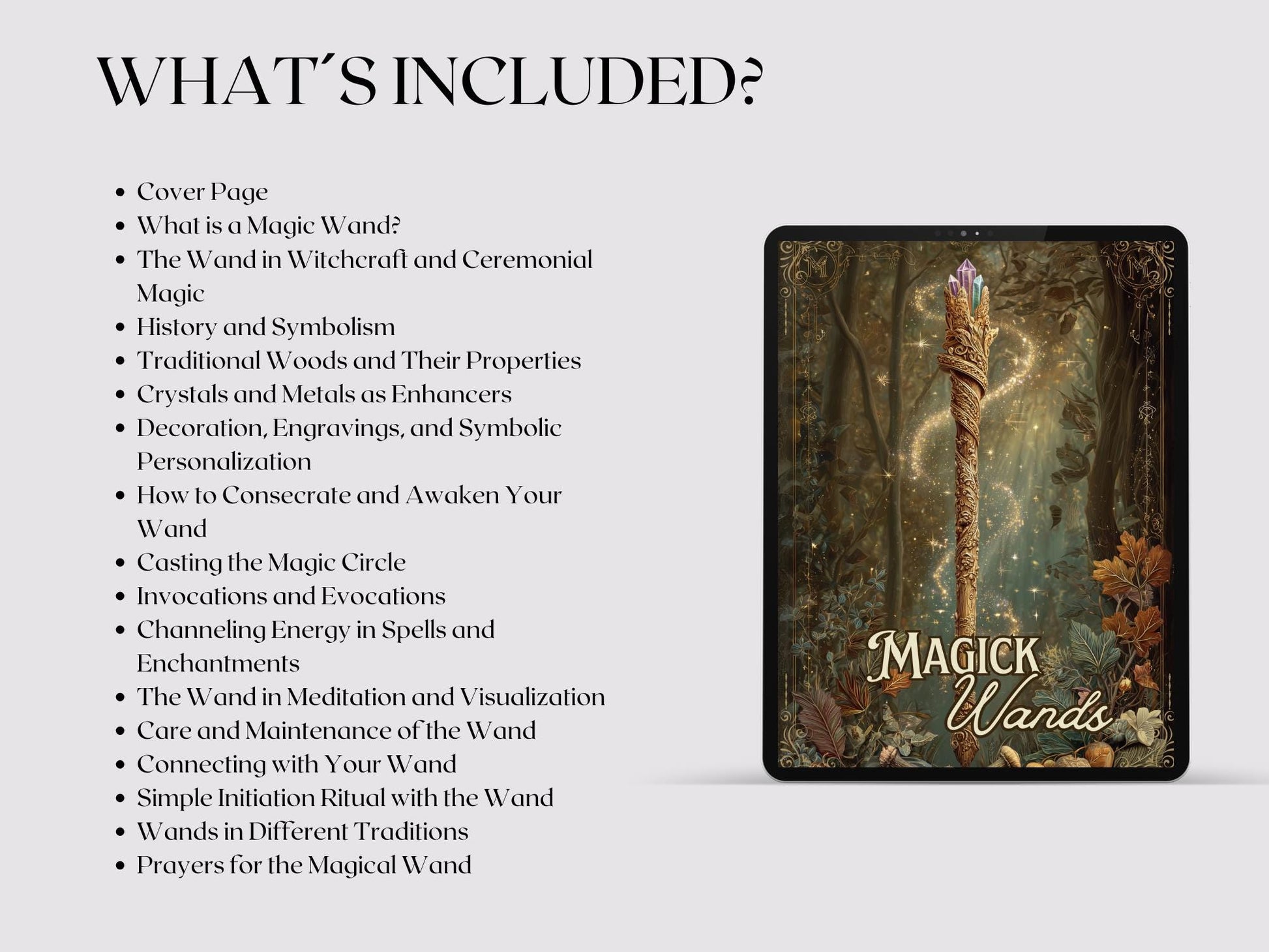 Magic Wand Printable Guide | Woods, Crystals and Rituals for Witchcraft & Wicca | Esoteric PDF