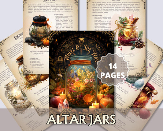 Wheel of the Year Spell Jar Grimoire Pages | Printable Wiccan Worksheets | Sabbat Altars | Printable