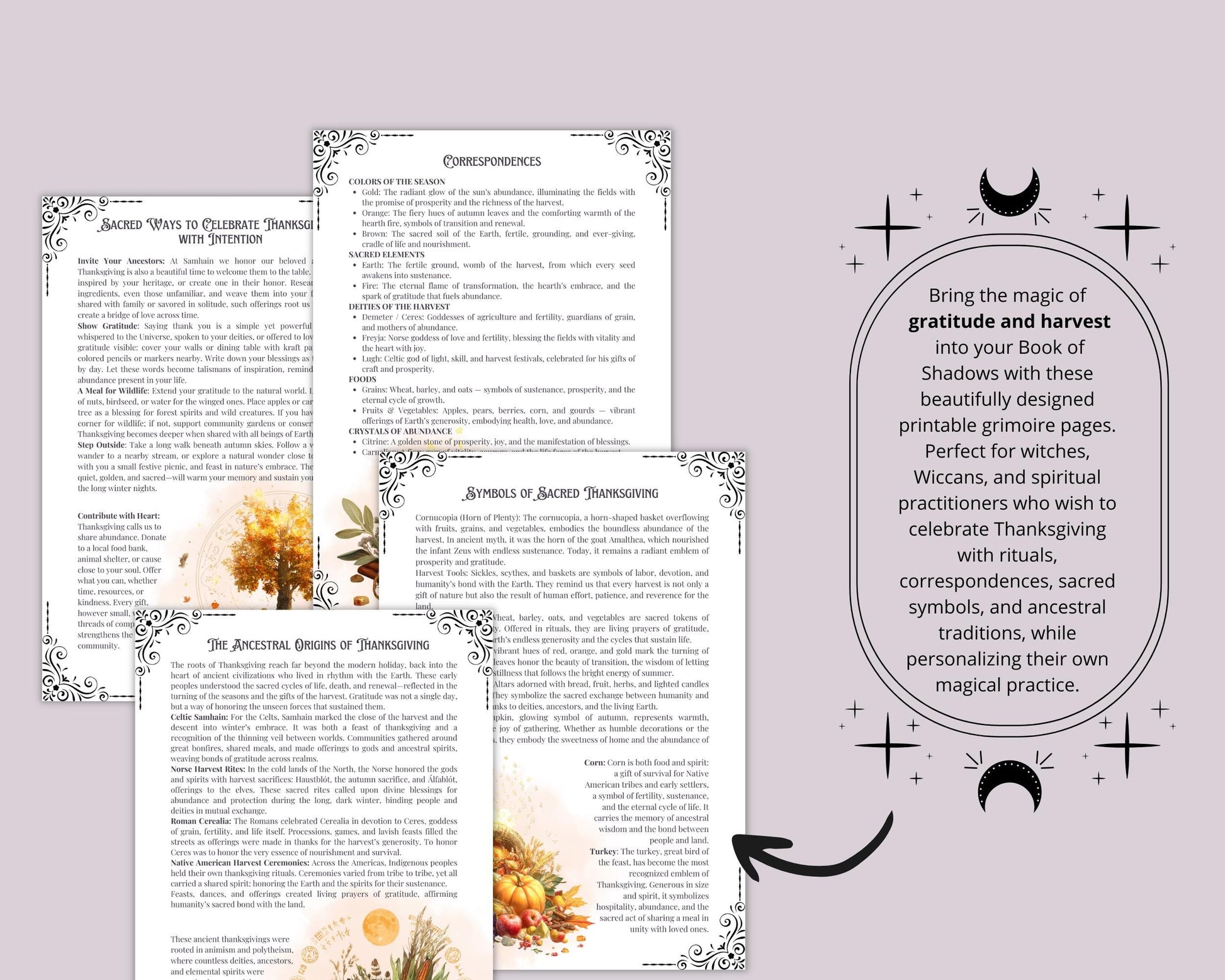Witchy Thanksgiving Grimoire | Book of Shadows PDF | Rituals, Gratitude, Recipes & Harvest Magic. Printable