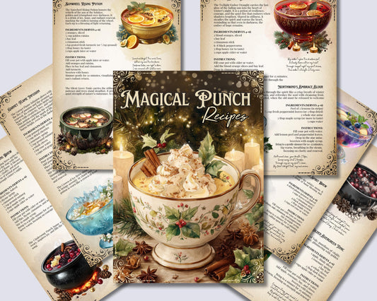 Yule Magical Punch Recipes – 20 Festive Holiday Drinks for Christmas & Winter Solstice | Digital PDF