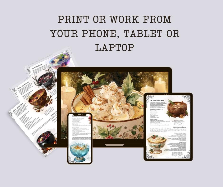 Yule Magical Punch Recipes – 20 Festive Holiday Drinks for Christmas & Winter Solstice | Digital PDF