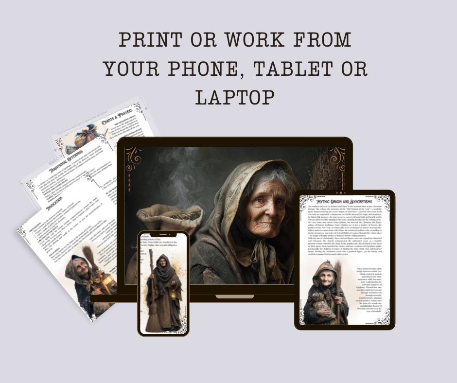 La Befana Grimoire Pages – Epiphany Crone –Italian Witch Folklore – Rituals, Pagan Spells, Wicca Wheel of the Year – Printable