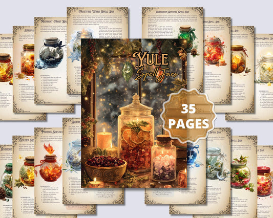 Yule Spell Jars Collection | 30 Magical Recipes | Witchcraft Grimoire Pages | Printable Book of Shadows