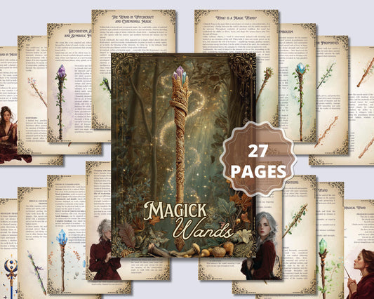 Magic Wand Printable Guide | Woods, Crystals and Rituals for Witchcraft & Wicca | Esoteric PDF