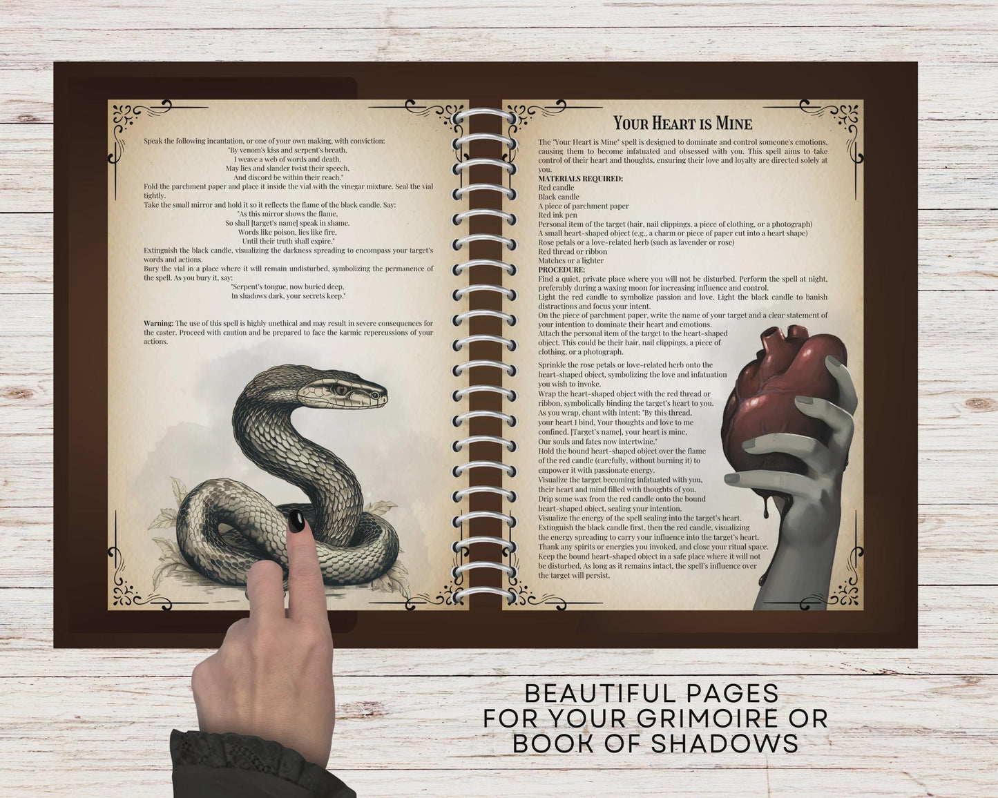 Baneful Spells Grimoire Printable | Dark Magic and Shadow Work Reference | Ancient Curses, Protection, Hex Breaking & Ritual Guide