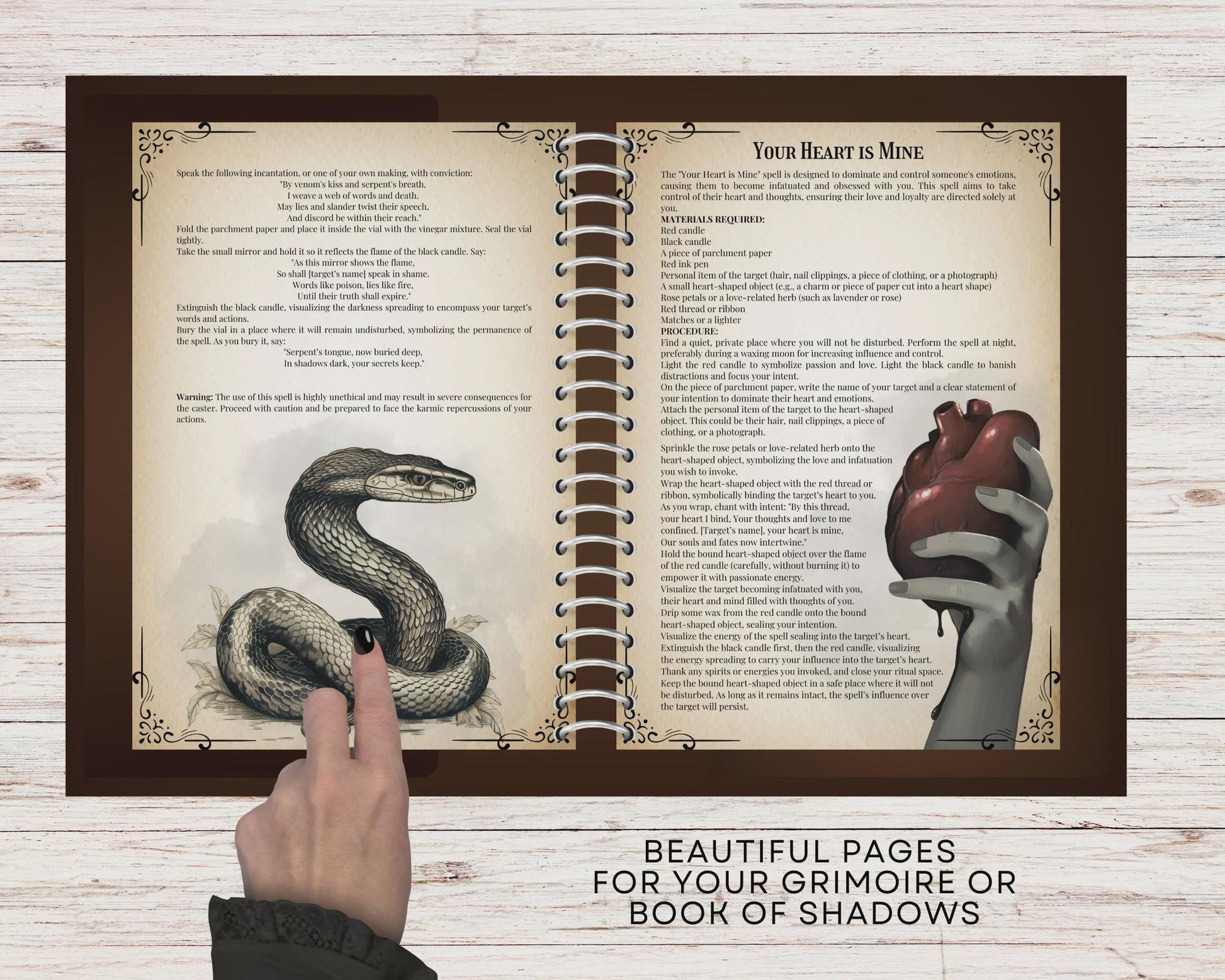 Baneful Spells Grimoire Printable | Dark Magic and Shadow Work Reference | Ancient Curses, Protection, Hex Breaking & Ritual Guide