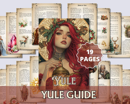 Yule Grimoire Pages | Winter Solstice Printable | Book of Shadows PDF | Wiccan Ritual, Pagan Wheel of the Year | Printable