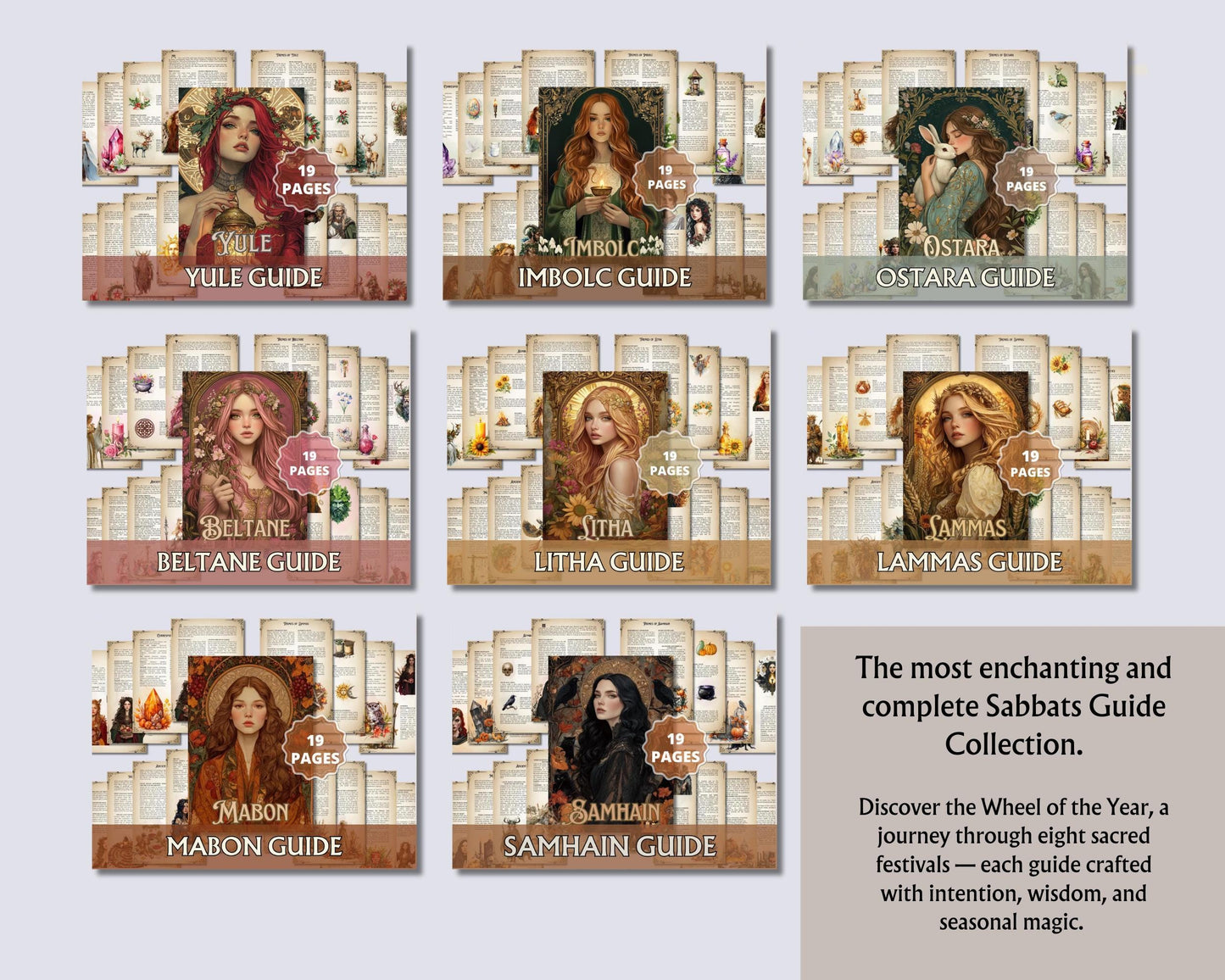 Sabbats Guide Collection | Wheel of the Year Printable PDF | Wiccan Book of Shadows Pages | Pagan Festivals Grimoire Set