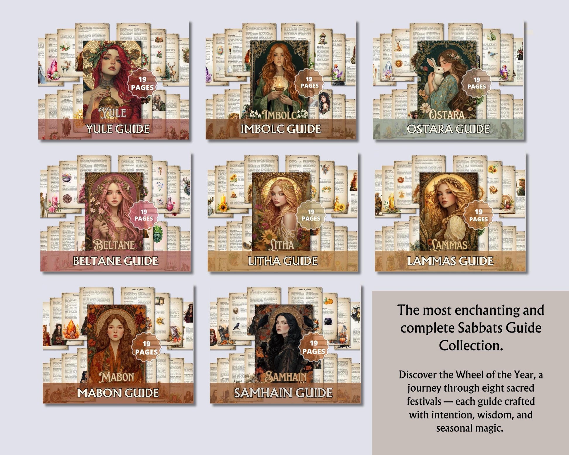 Sabbats Guide Collection | Wheel of the Year Printable PDF | Wiccan Book of Shadows Pages | Pagan Festivals Grimoire Set