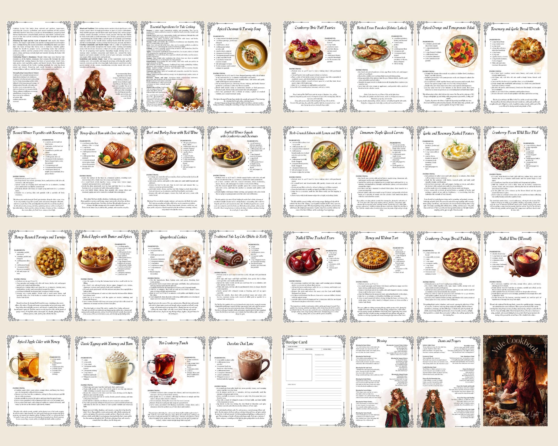 Yule Cookbook • Winter Solstice Recipes, Ritual Foods & Blessings | Digital Pagan Recipe Book | Printable