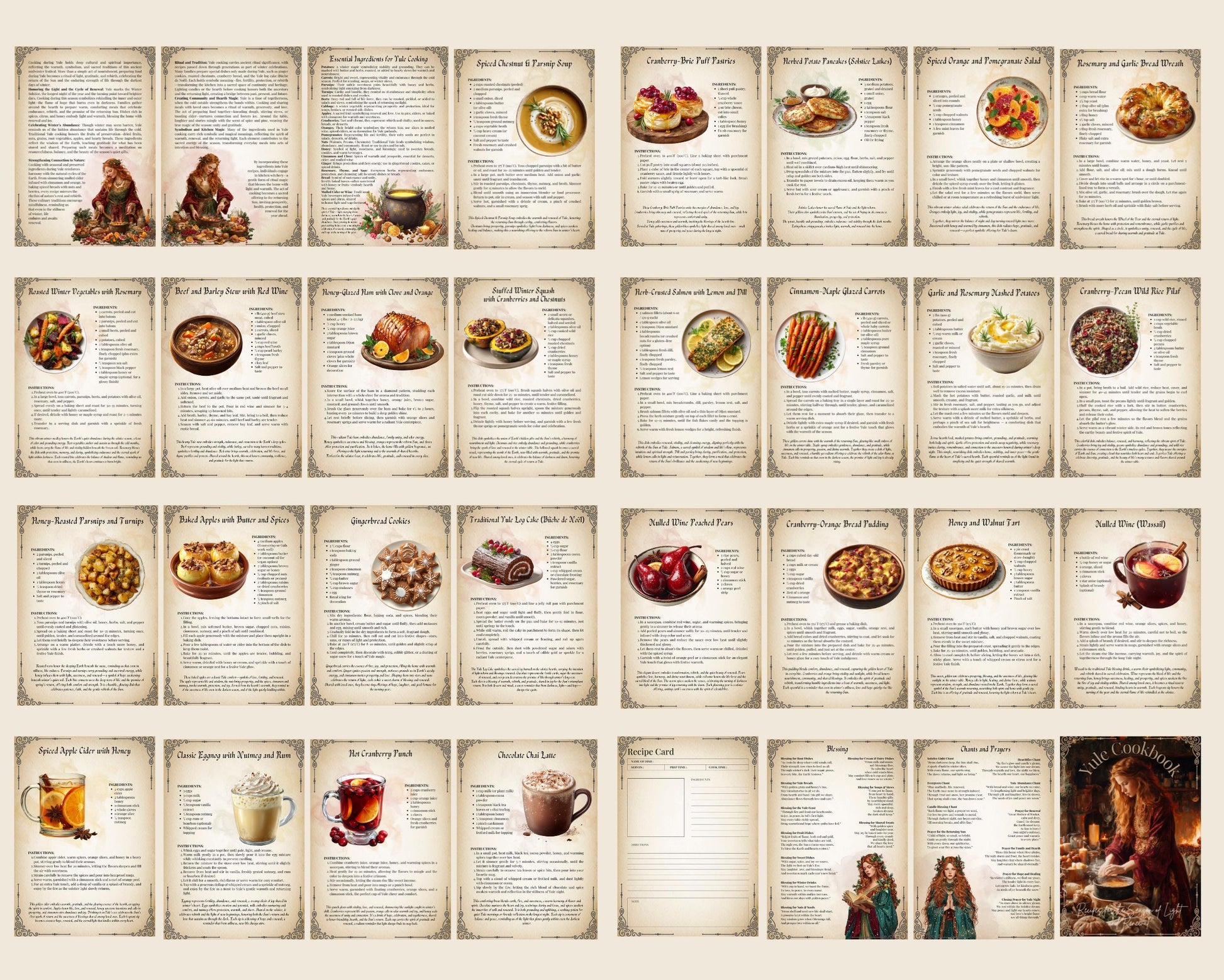 Yule Cookbook • Winter Solstice Recipes, Ritual Foods & Blessings | Digital Pagan Recipe Book | Printable
