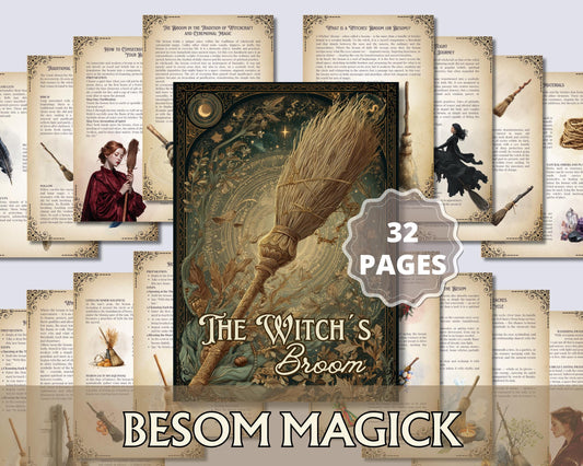 Witch’s Broom (Besom) | Printable Grimoire Pages | Book of Shadows PDF | Wicca Witchcraft Pagan Magic Guide