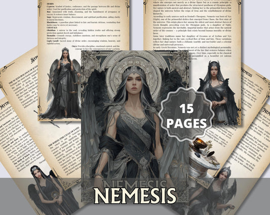 Nemesis Goddess of Justice & Balance – Printable Guide | Altar Devotion, Chants and Correspondences – Grimoire pages
