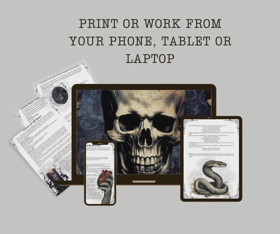Baneful Spells Grimoire Printable | Dark Magic and Shadow Work Reference | Ancient Curses, Protection, Hex Breaking & Ritual Guide