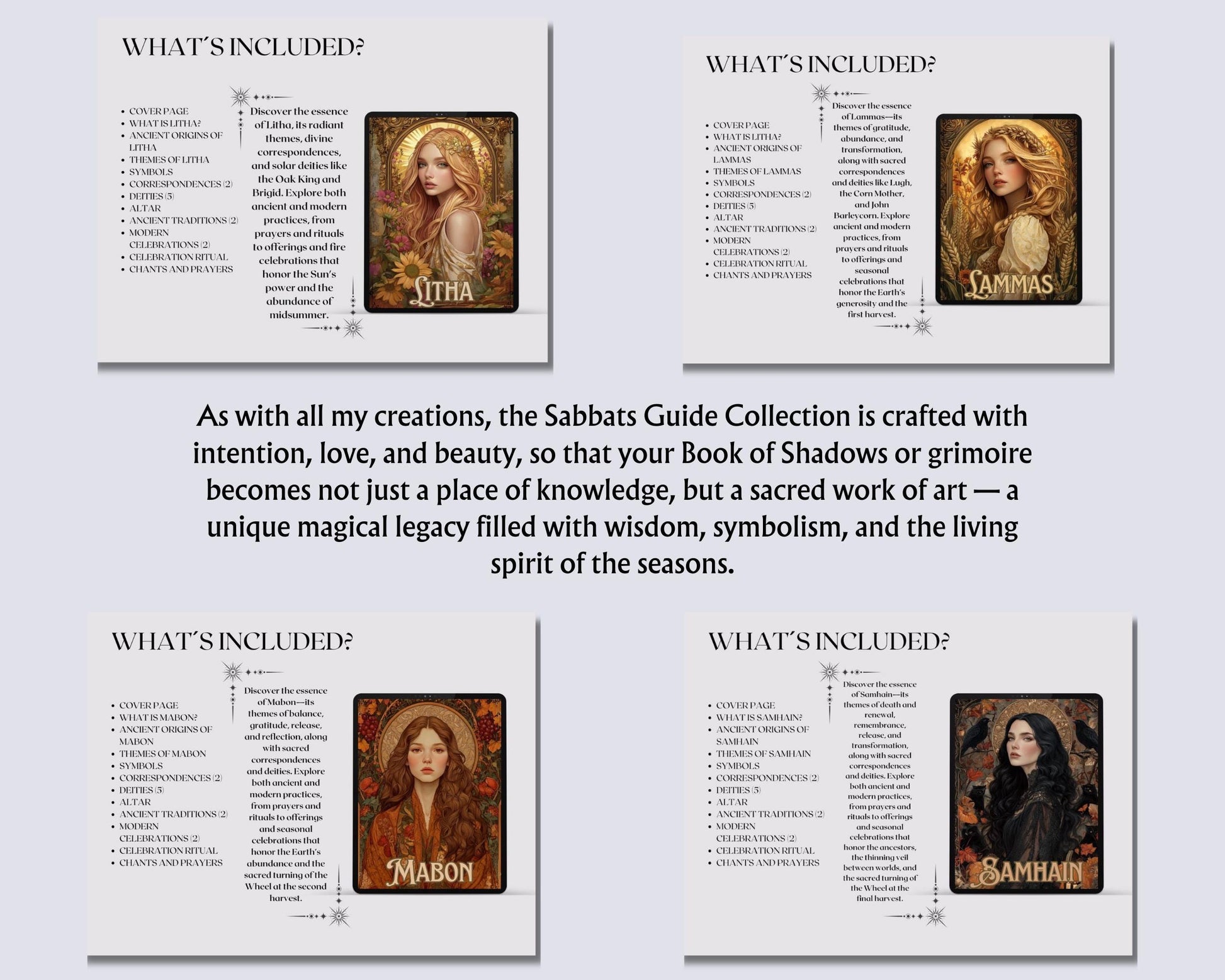 Sabbats Guide Collection | Wheel of the Year Printable PDF | Wiccan Book of Shadows Pages | Pagan Festivals Grimoire Set