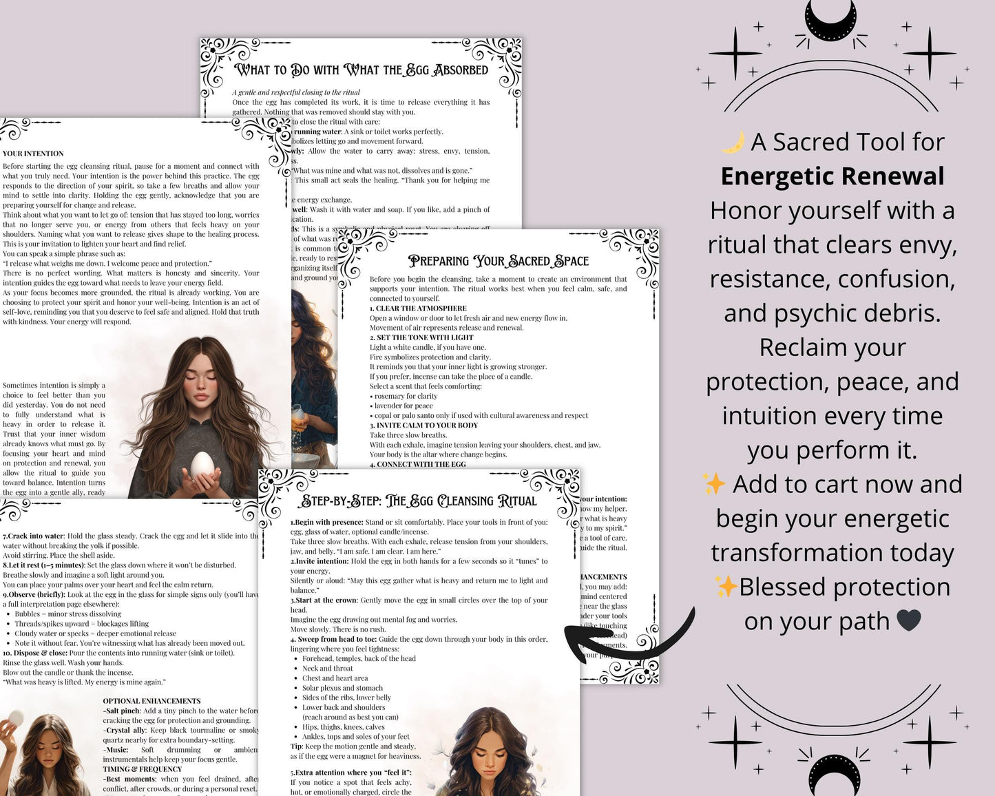 Cleansing Egg Ritual Printable | Limpia Egg Cleanse Guide PDF | Book of Shadows Pages, Spiritual Cleansing, Aura Protection Witchcraft
