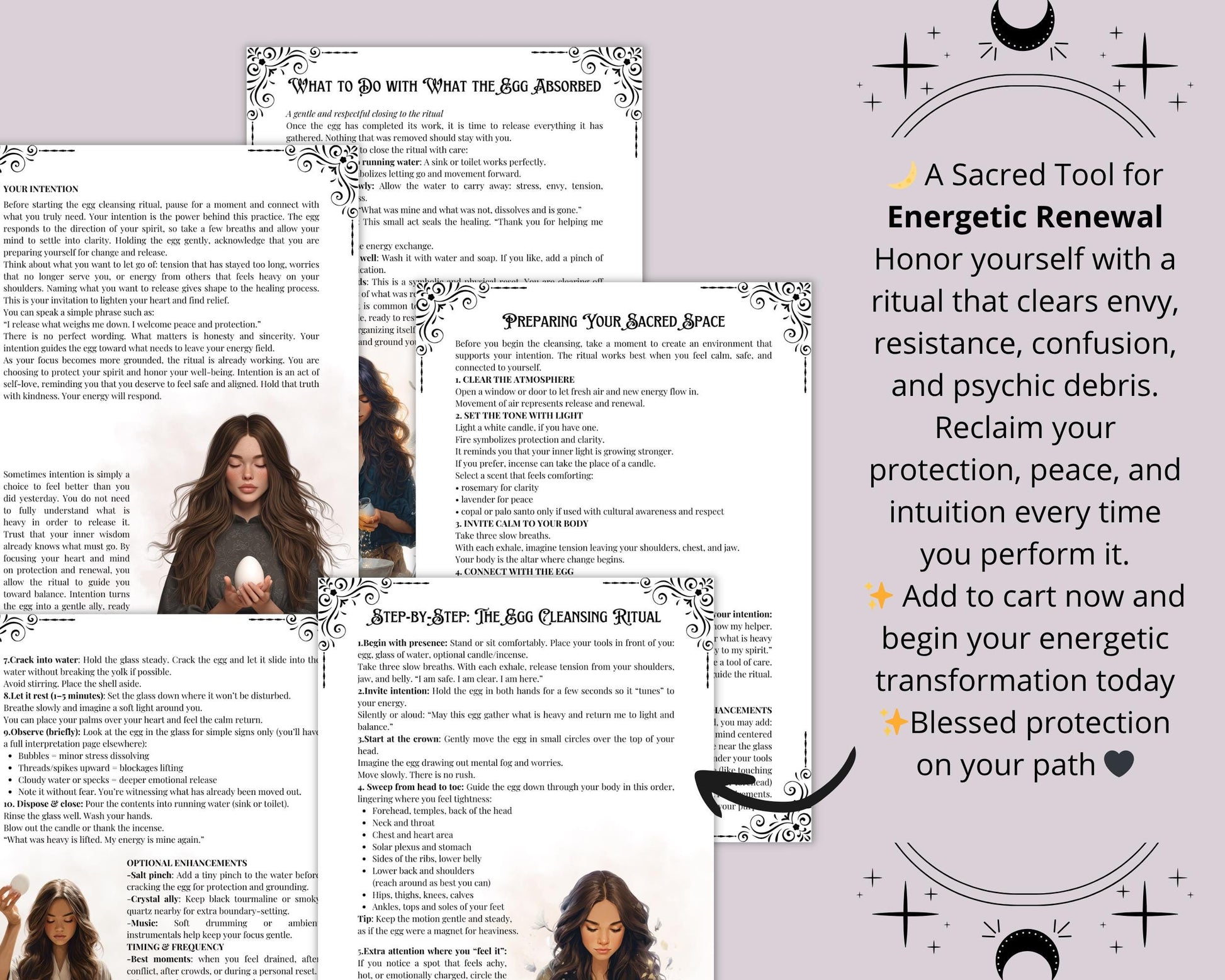 Cleansing Egg Ritual Printable | Limpia Egg Cleanse Guide PDF | Book of Shadows Pages, Spiritual Cleansing, Aura Protection Witchcraft
