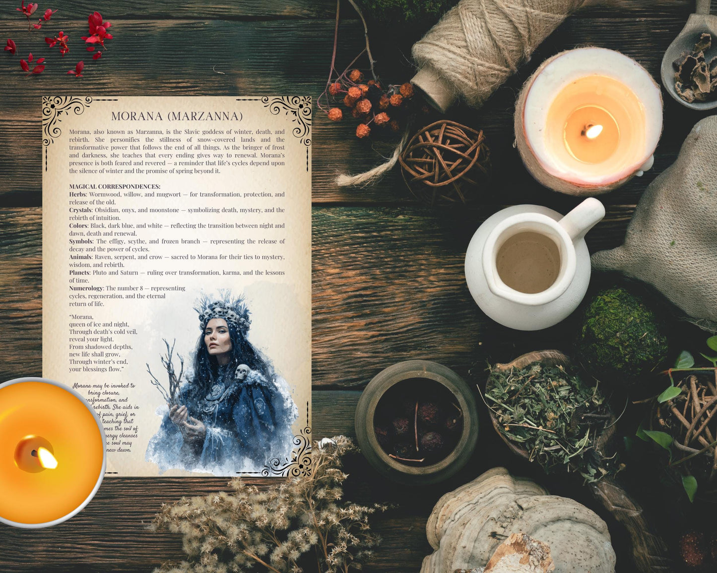 Winter Gods Printable Grimoire Pages PDF • Wicca BOS Pagan Book of Shadows • Winter Deities Esoteric Cheat Sheet