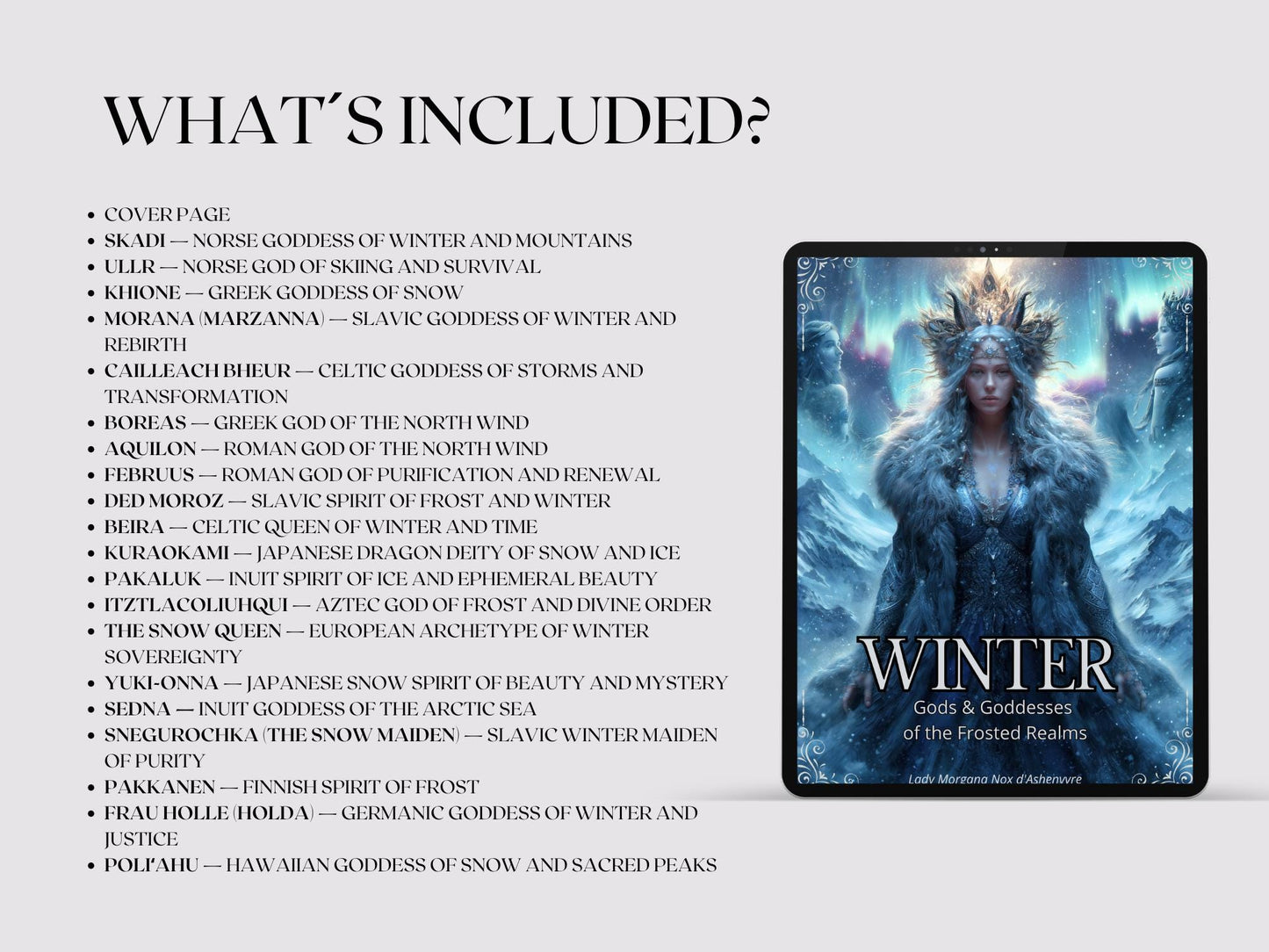 Winter Gods Printable Grimoire Pages PDF • Wicca BOS Pagan Book of Shadows • Winter Deities Esoteric Cheat Sheet