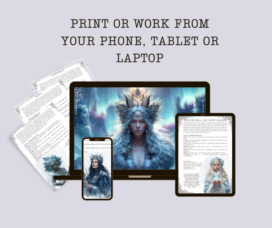 Winter Gods Printable Grimoire Pages PDF • Wicca BOS Pagan Book of Shadows • Winter Deities Esoteric Cheat Sheet