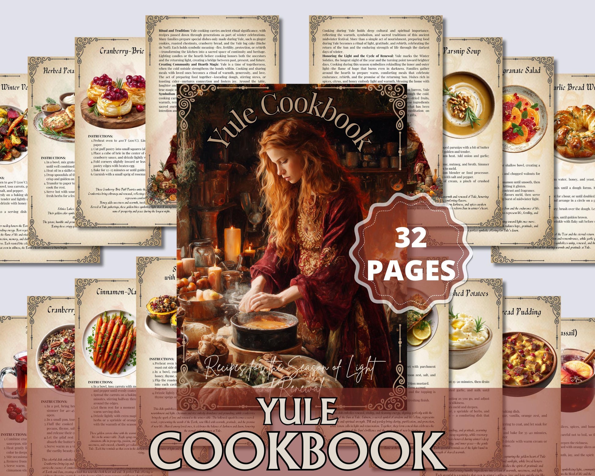 Yule Cookbook • Winter Solstice Recipes, Ritual Foods & Blessings | Digital Pagan Recipe Book | Printable
