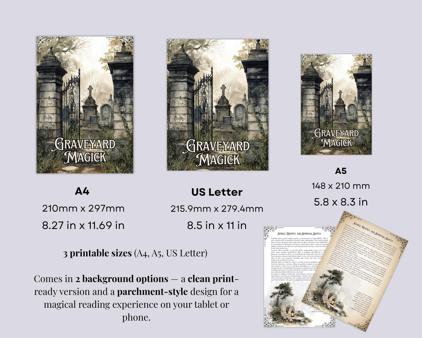 Graveyard Magick Printable Pages | Witchcraft Grimoire | Cemetery Magic Book of Shadows | Pagan Printable