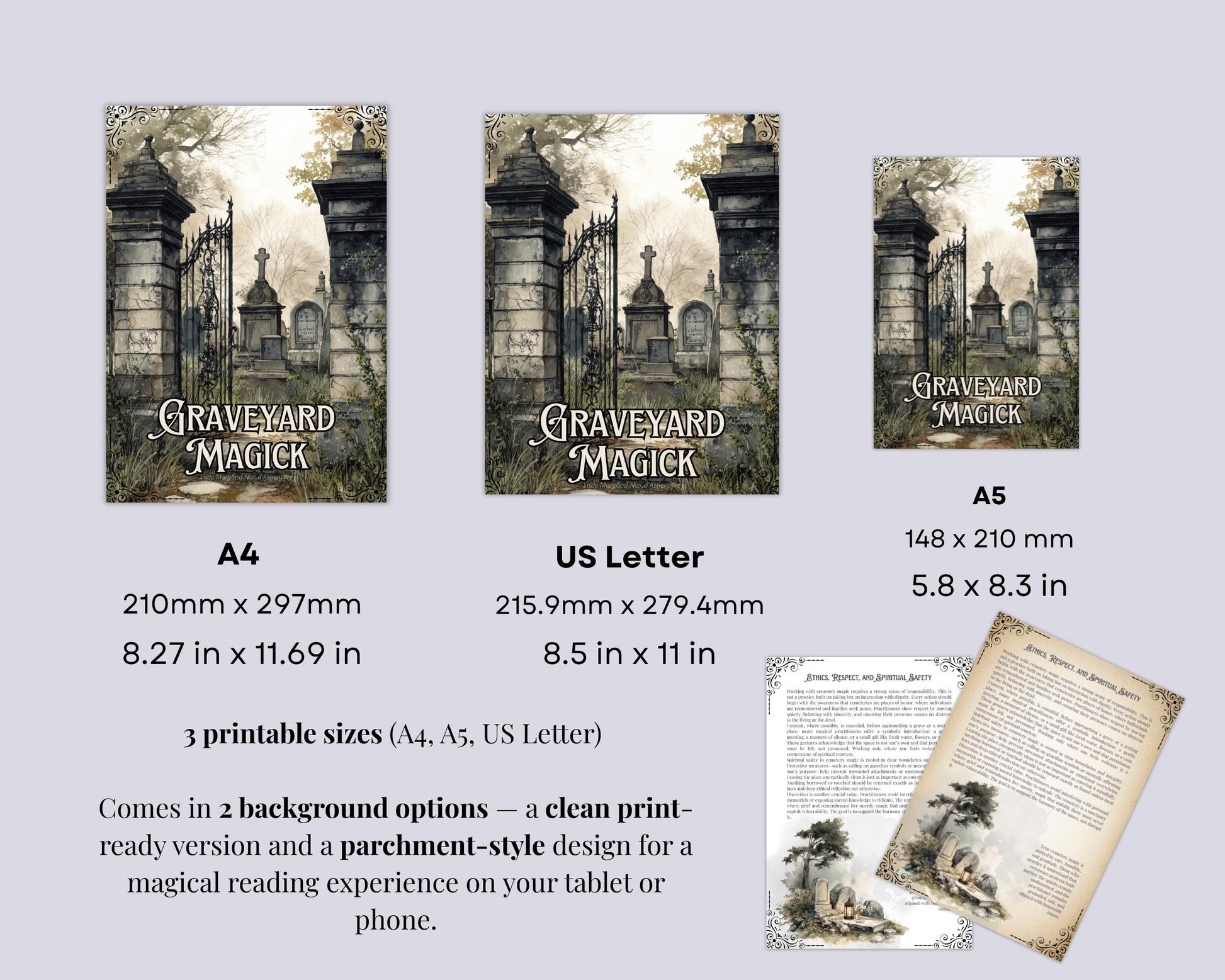 Graveyard Magick Printable Pages | Witchcraft Grimoire | Cemetery Magic Book of Shadows | Pagan Printable