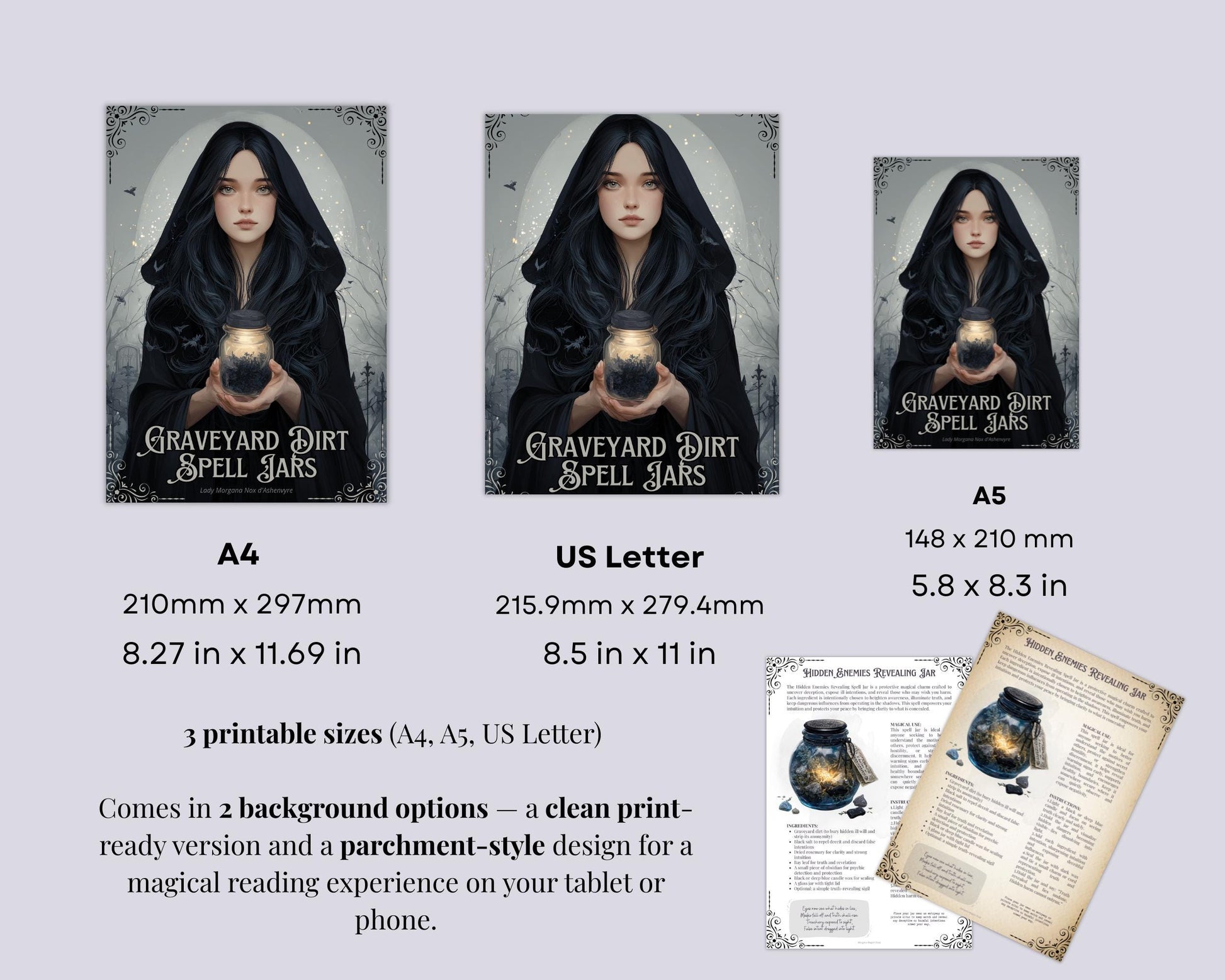 Graveyard Dirt Spell Jars | Printable Grimoire Pages | Witchcraft Magic Pagan Protection PDF