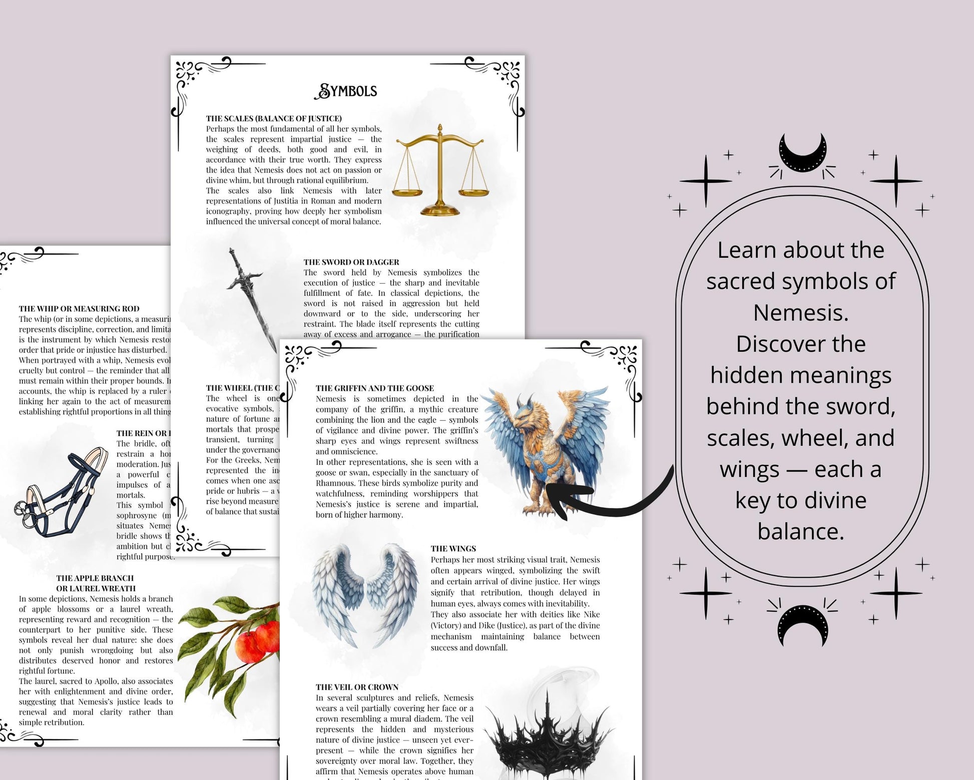 Nemesis Goddess of Justice & Balance – Printable Guide | Altar Devotion, Chants and Correspondences – Grimoire pages