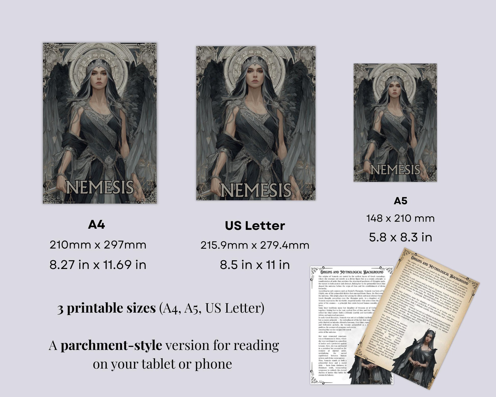Nemesis Goddess of Justice & Balance – Printable Guide | Altar Devotion, Chants and Correspondences – Grimoire pages