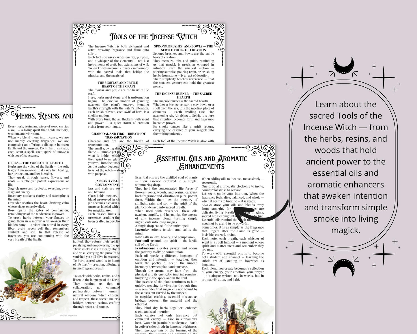 Incense Magick Grimoire Printable • Book of Shadows Pages for Smoke Magic • Witchcraft Incense Blends Ritual Incense Recipes