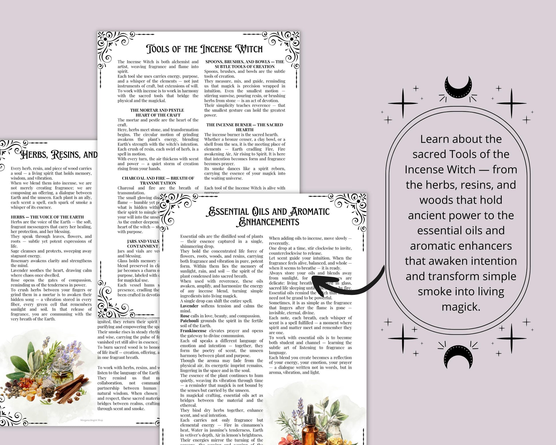 Incense Magick Grimoire Printable • Book of Shadows Pages for Smoke Magic • Witchcraft Incense Blends Ritual Incense Recipes