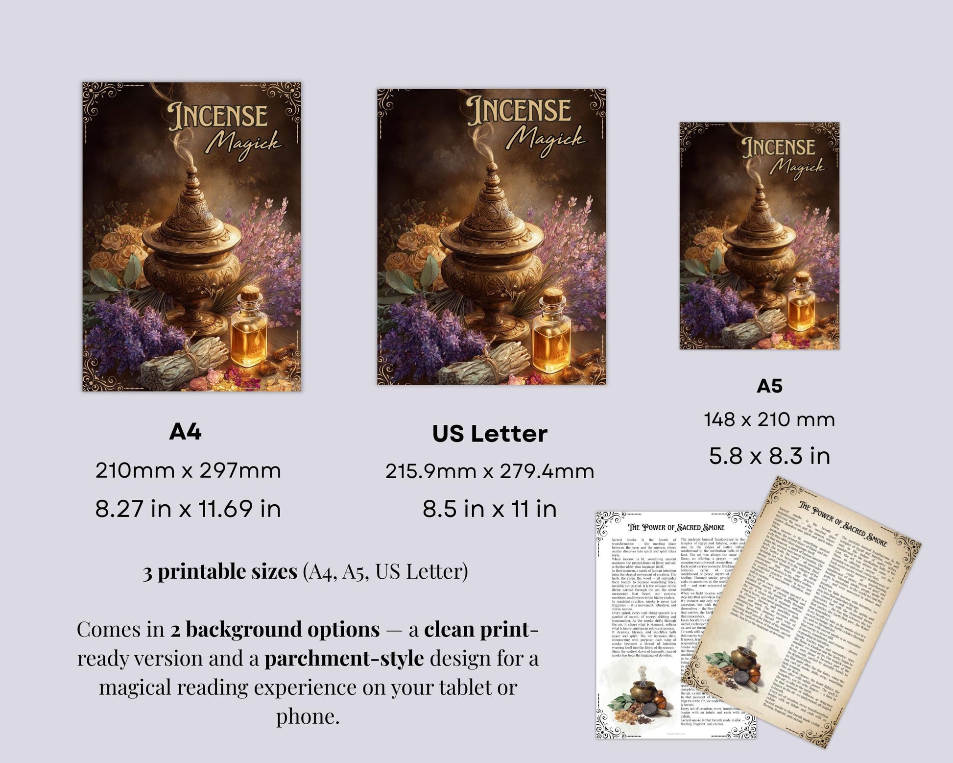 Incense Magick Grimoire Printable • Book of Shadows Pages for Smoke Magic • Witchcraft Incense Blends Ritual Incense Recipes