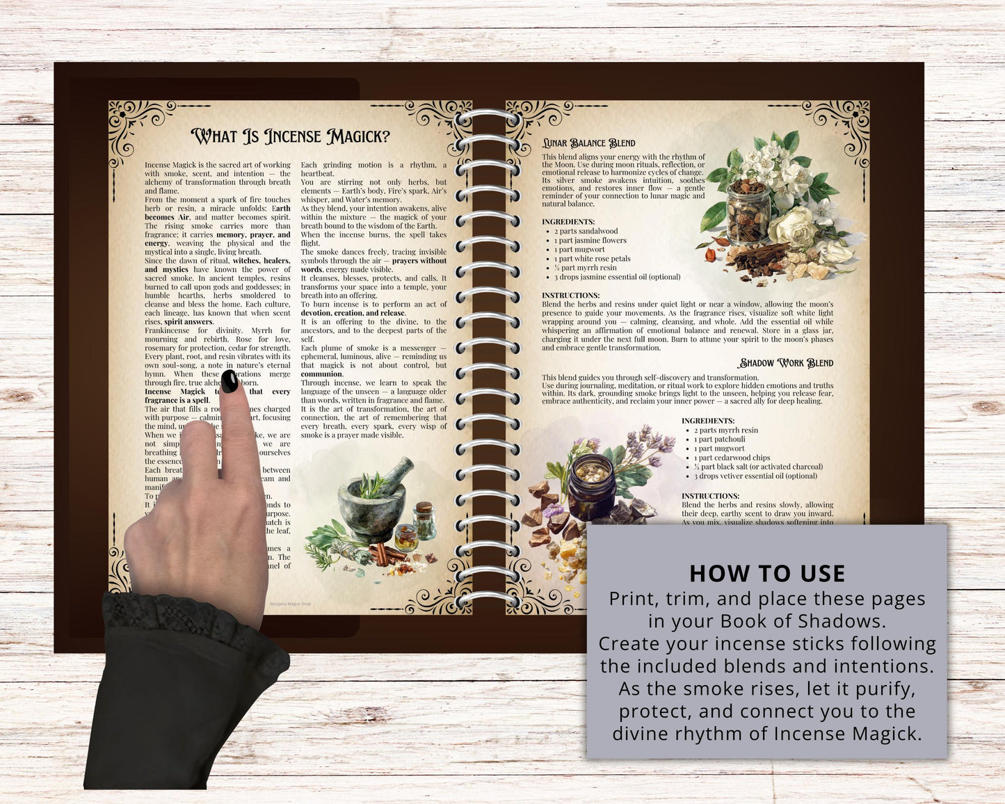 Incense Magick Grimoire Printable • Book of Shadows Pages for Smoke Magic • Witchcraft Incense Blends Ritual Incense Recipes
