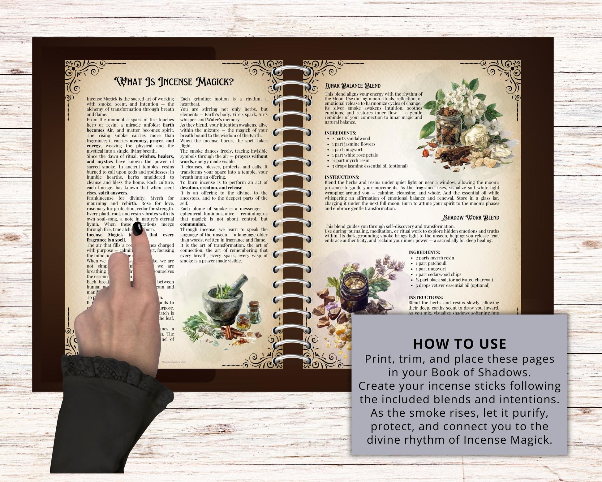 Incense Magick Grimoire Printable • Book of Shadows Pages for Smoke Magic • Witchcraft Incense Blends Ritual Incense Recipes
