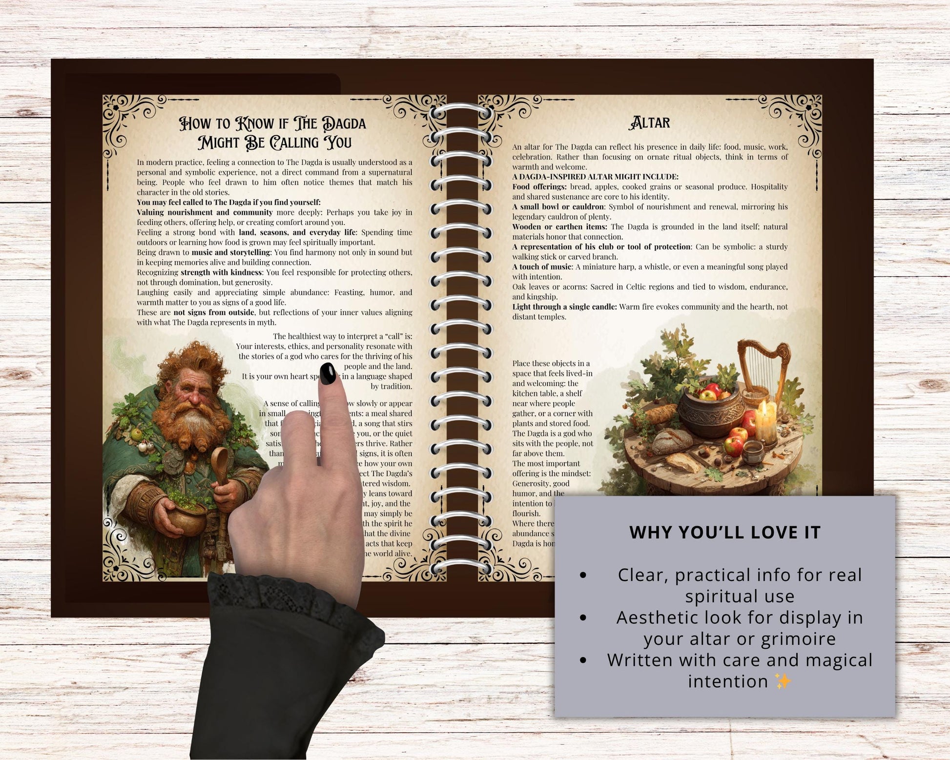 The Dagda Grimoire Pages Printable | Celtic God of Abundance PDF | Book of Shadows Sheets