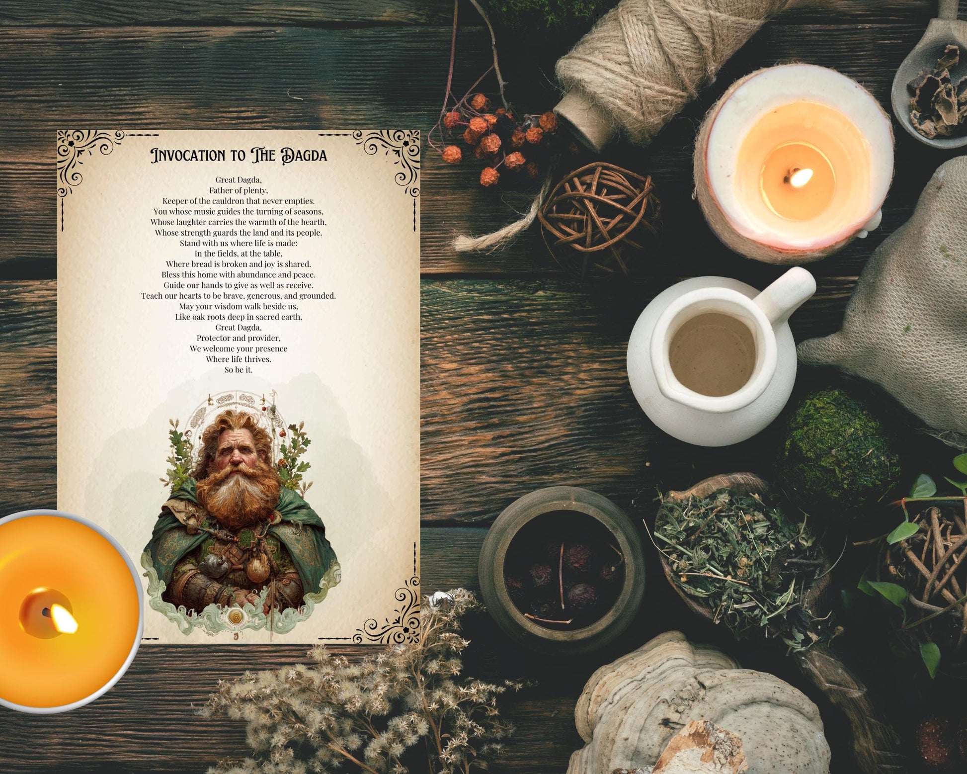The Dagda Grimoire Pages Printable | Celtic God of Abundance PDF | Book of Shadows Sheets