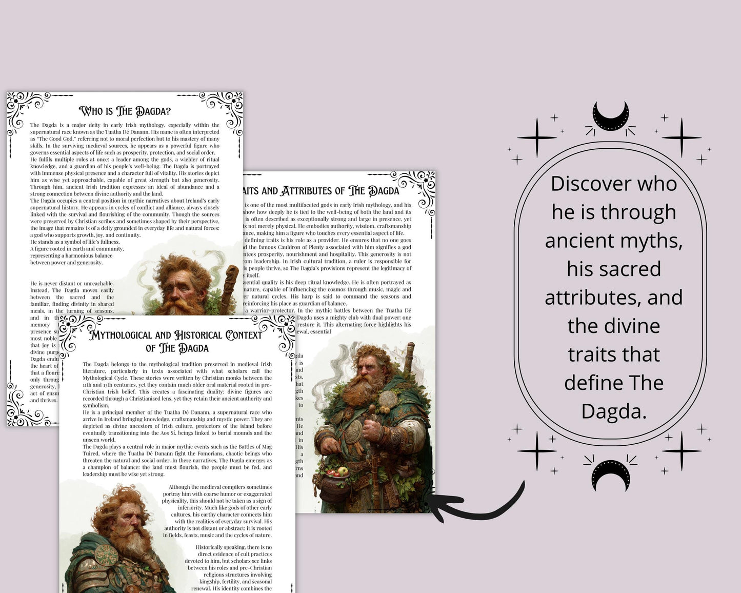 The Dagda Grimoire Pages Printable | Celtic God of Abundance PDF | Book of Shadows Sheets