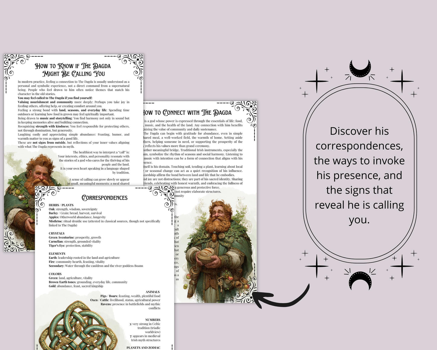 The Dagda Grimoire Pages Printable | Celtic God of Abundance PDF | Book of Shadows Sheets