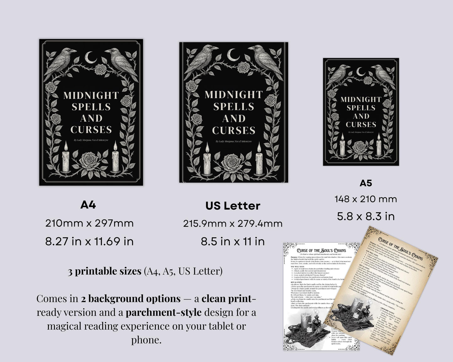 Midnight Spells and Curses | Digital Grimoire pages | Witchcraft Spellbook, Lunar Magic & Dark Academia PDF